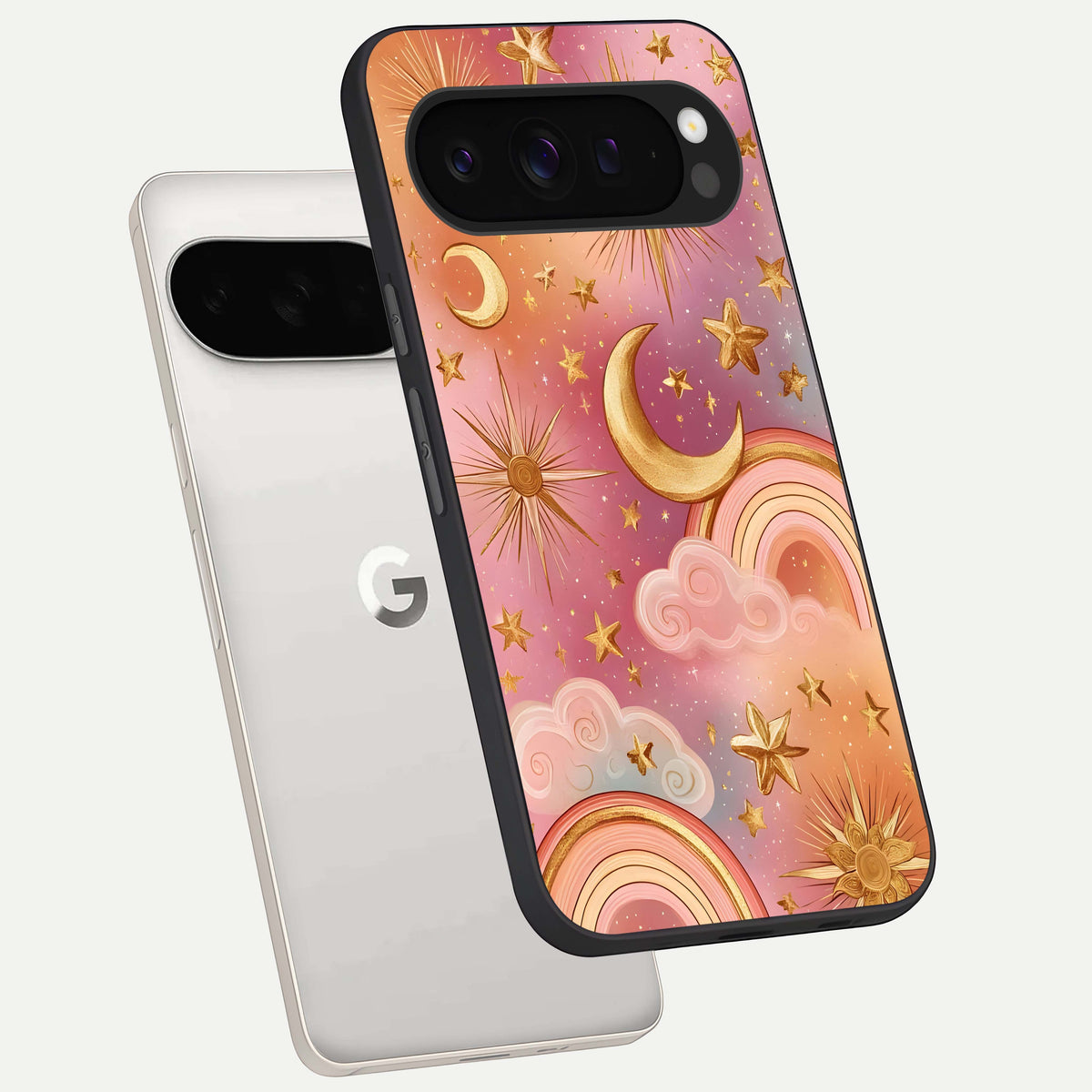  Golden Celestial Dreams phone case For Google Pixel 9 Pro XL showing premium glass back cover with detailed artwork