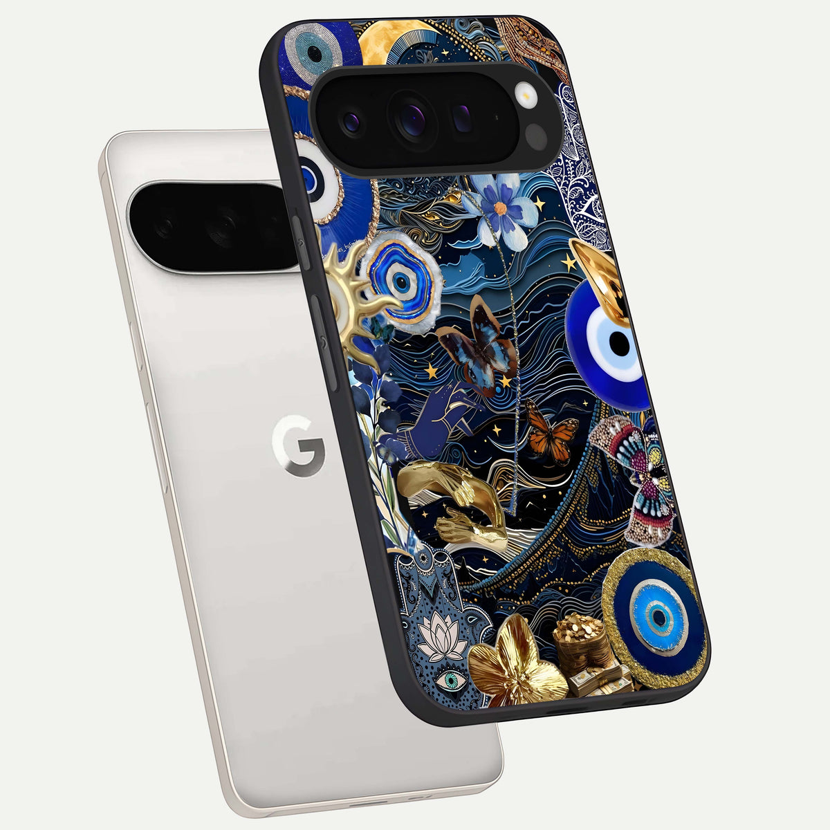  Golden Moon Magic phone case For Google Pixel 9 Pro XL showing premium glass back cover with detailed artwork