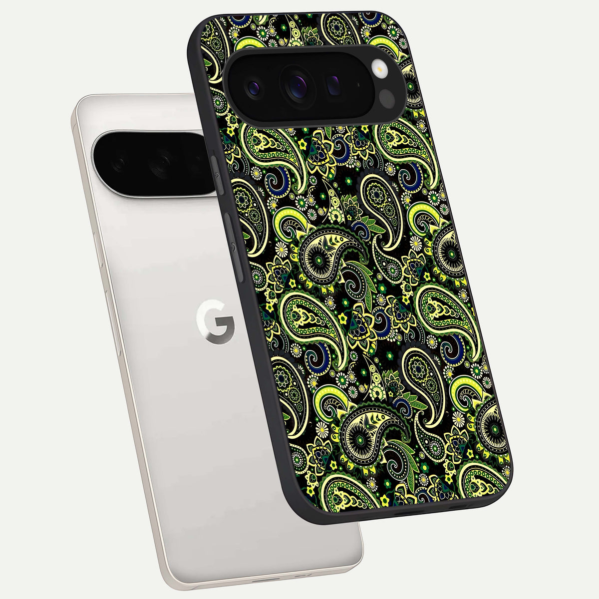  Green Lemon phone case For Google Pixel 9 Pro XL showing premium glass back cover with detailed artwork