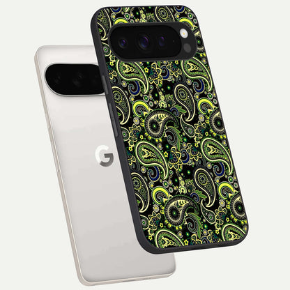  Green Lemon phone case For Google Pixel 9 Pro XL showing premium glass back cover with detailed artwork