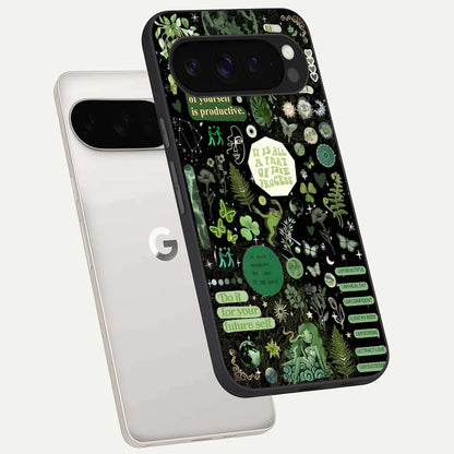  Green Mandala Pattern phone case For Google Pixel 9 Pro XL showing premium glass back cover with detailed artwork