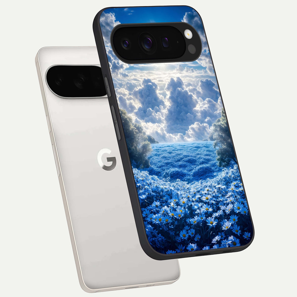  Heavenly Daisy Horizon phone case For Google Pixel 9 Pro XL showing premium glass back cover with detailed artwork