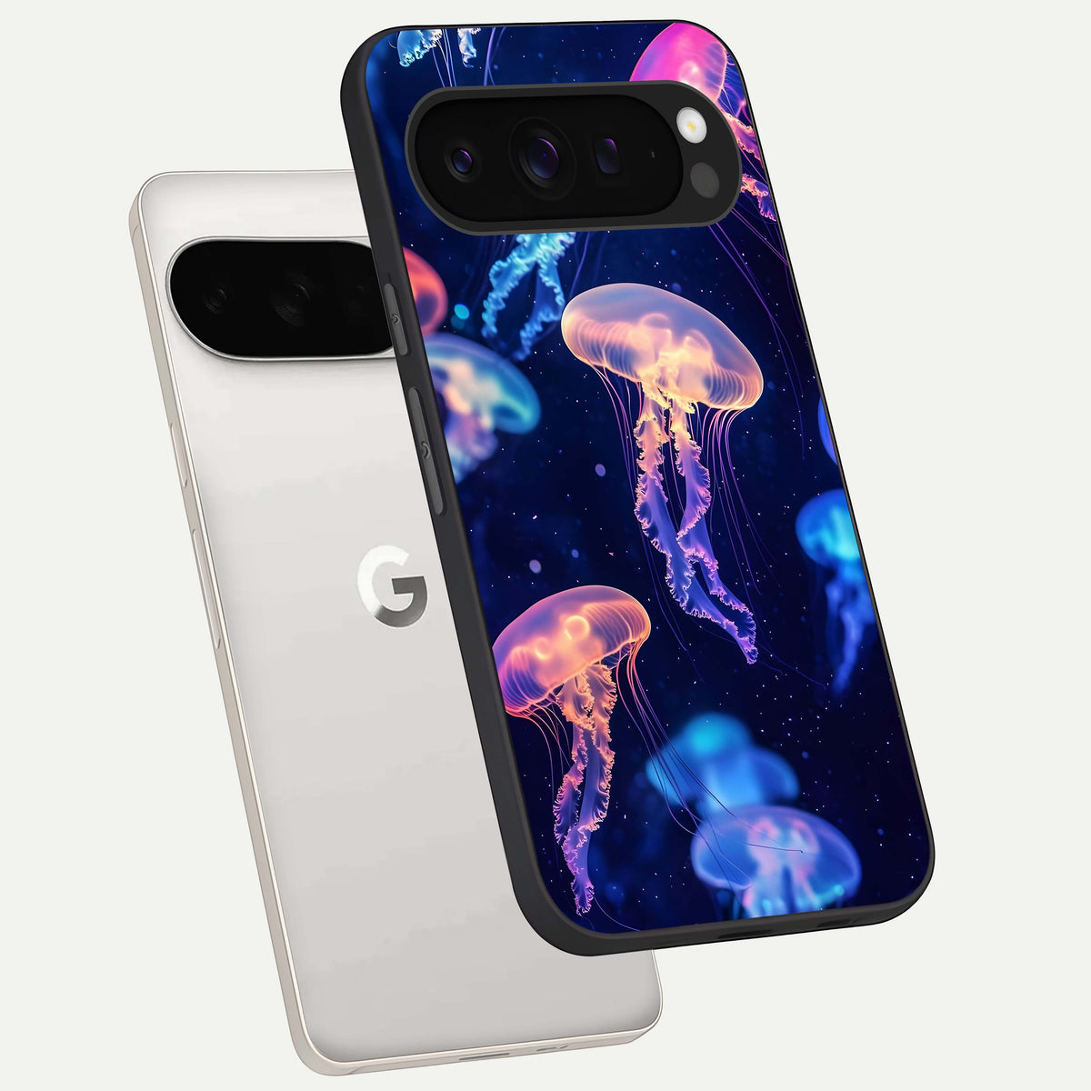  Jellyfish Pattern phone case For Google Pixel 9 Pro XL showing premium glass back cover with detailed artwork