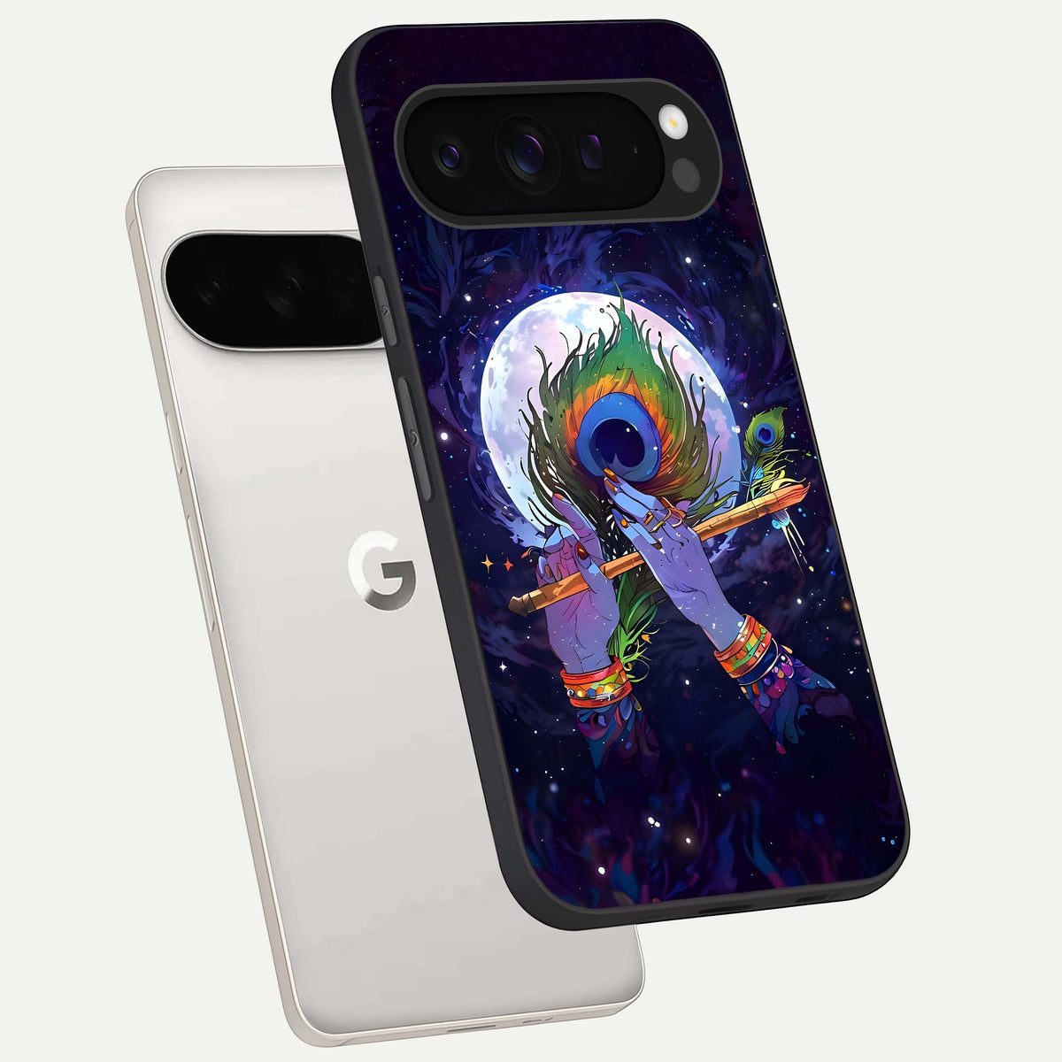  Krishna Hands Art phone case For Google Pixel 9 Pro XL showing premium glass back cover with detailed artwork