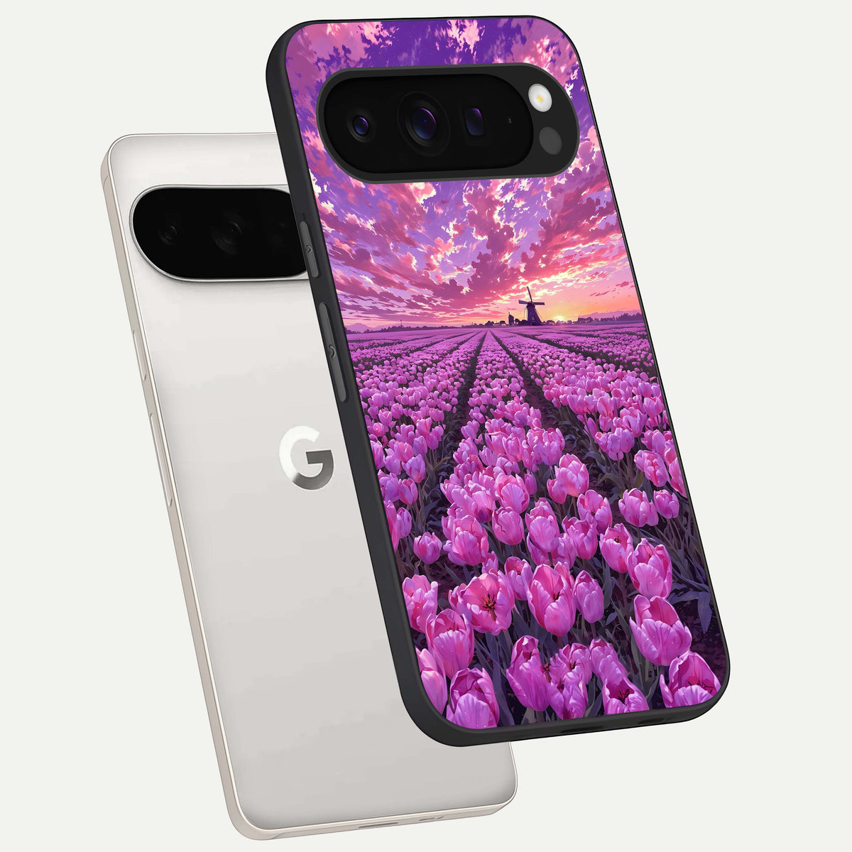  Lavender Dream Skies phone case For Google Pixel 9 Pro XL showing premium glass back cover with detailed artwork