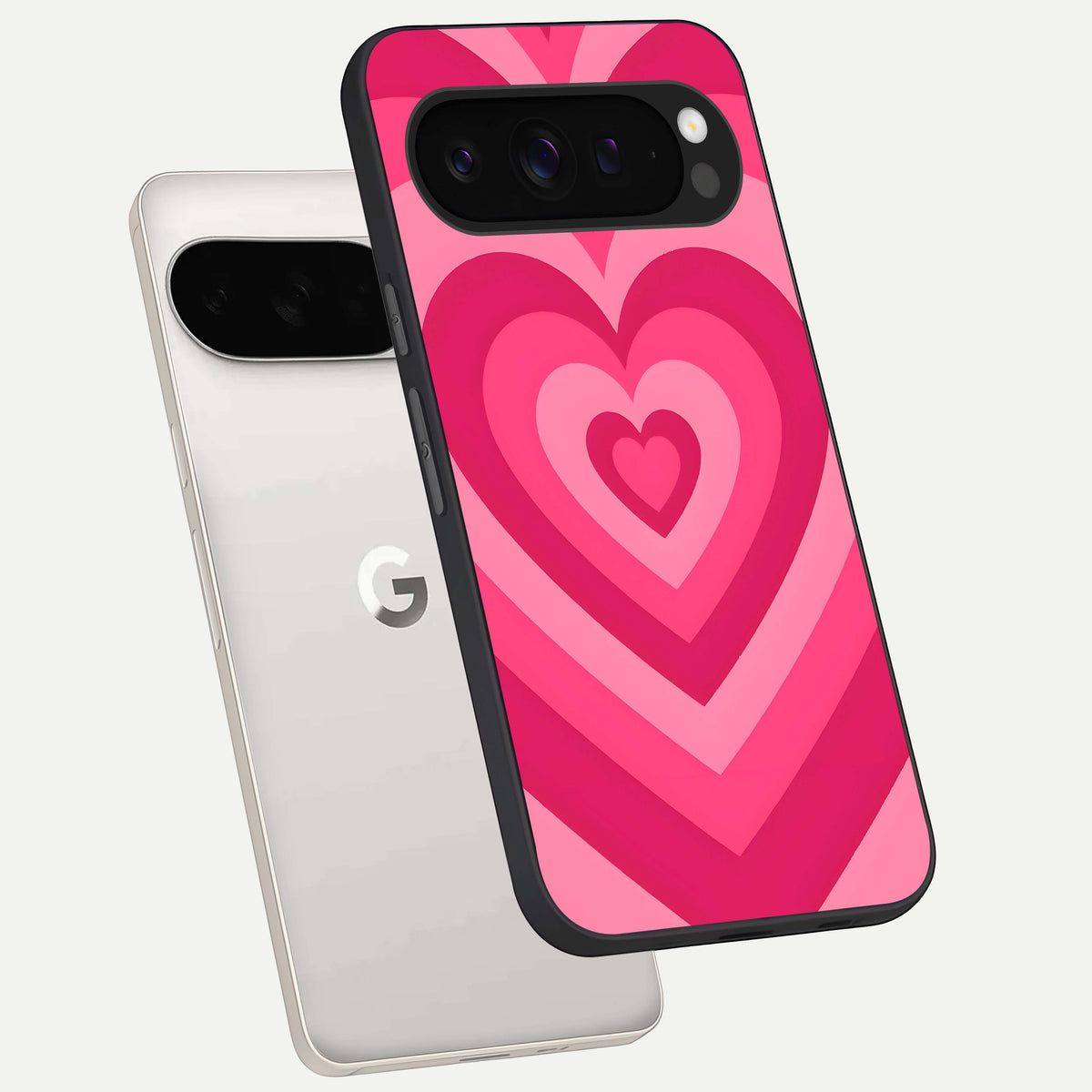  Layered Love Hearts phone case For Google Pixel 9 Pro XL showing premium glass back cover with detailed artwork