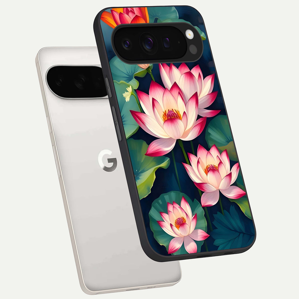  Lotus Dream Serenity phone case For Google Pixel 9 Pro XL showing premium glass back cover with detailed artwork