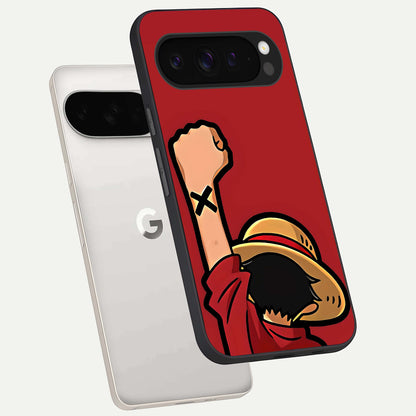  Luffy X Spirit phone case For Google Pixel 9 Pro XL showing premium glass back cover with detailed artwork