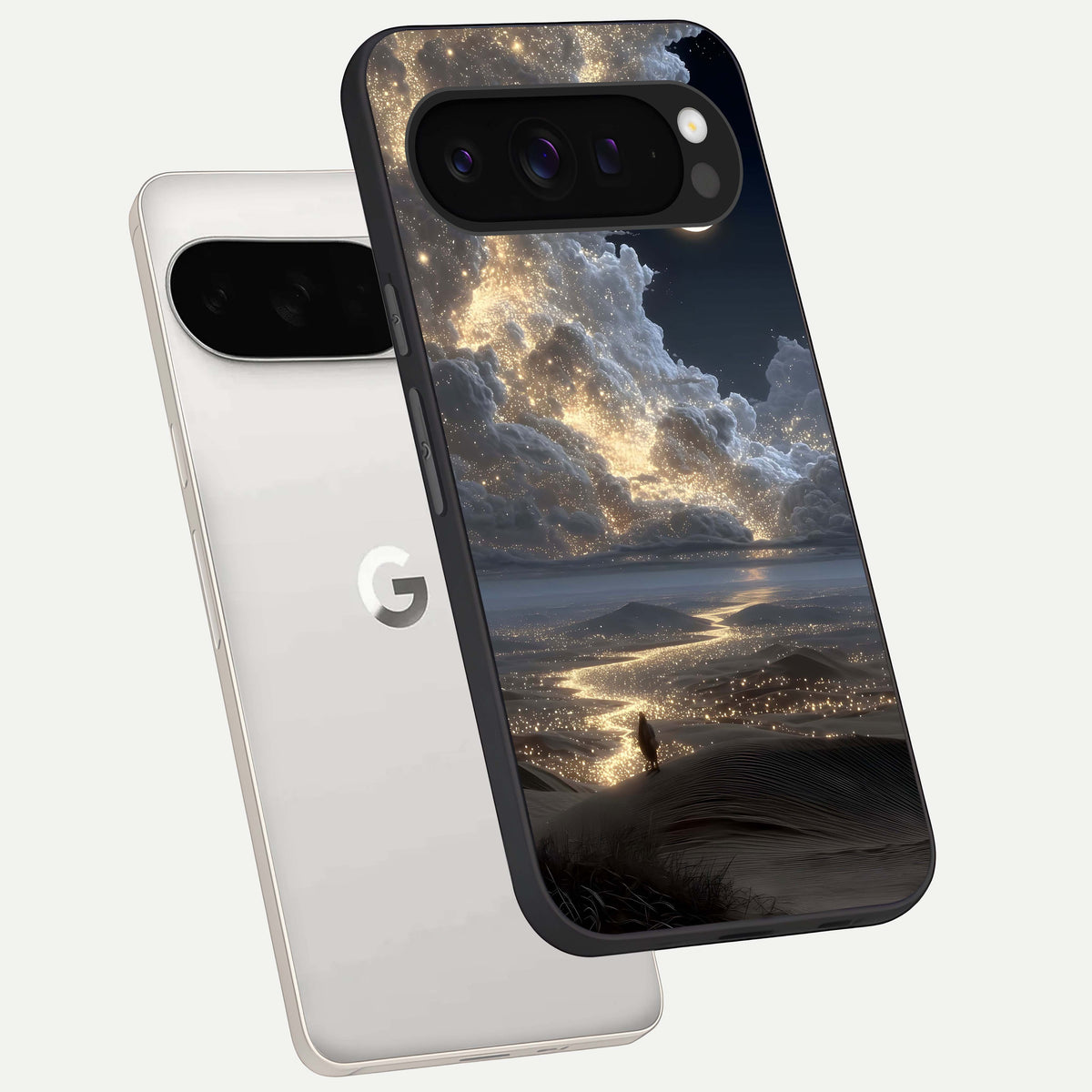  Moonlight Spark Path phone case For Google Pixel 9 Pro XL showing premium glass back cover with detailed artwork