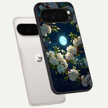  Moonlit Blossom Dream phone case For Google Pixel 9 Pro XL showing premium glass back cover with detailed artwork