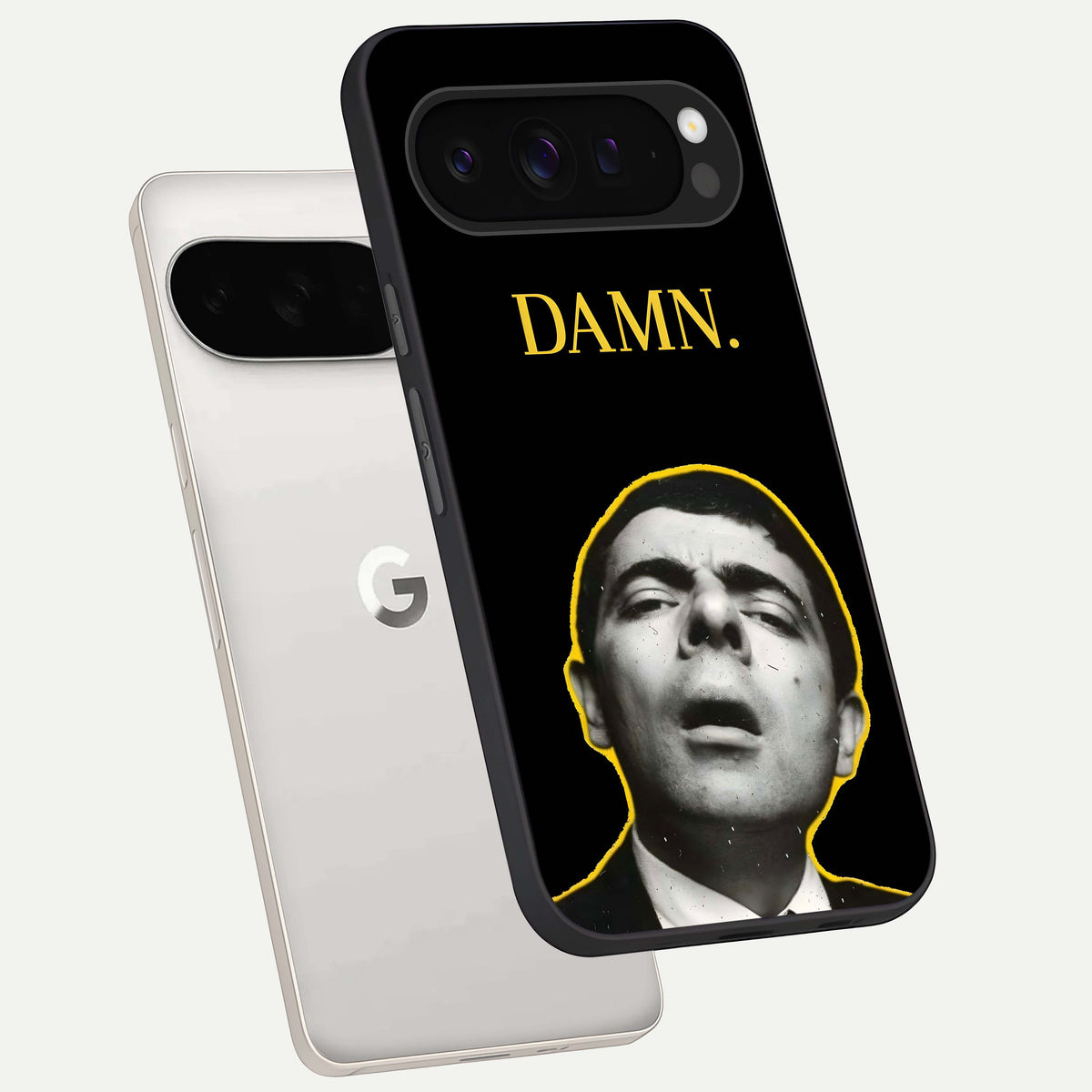  Mr Bean Damn phone case For Google Pixel 9 Pro XL showing premium glass back cover with detailed artwork