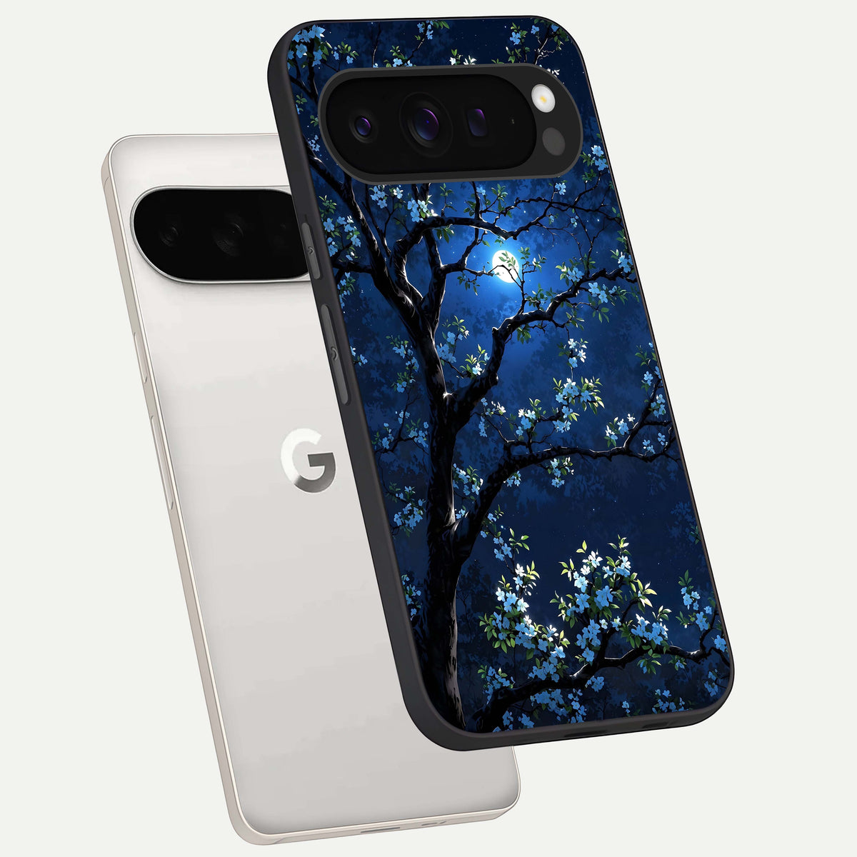  Mystic Floral Night phone case For Google Pixel 9 Pro XL showing premium glass back cover with detailed artwork