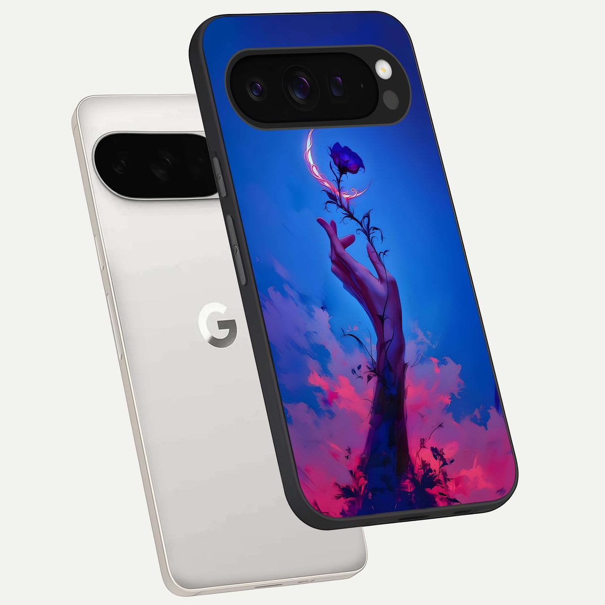  Mystic Hand phone case For Google Pixel 9 Pro XL showing premium glass back cover with detailed artwork