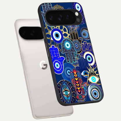  Mystic Palm Guard phone case For Google Pixel 9 Pro XL showing premium glass back cover with detailed artwork