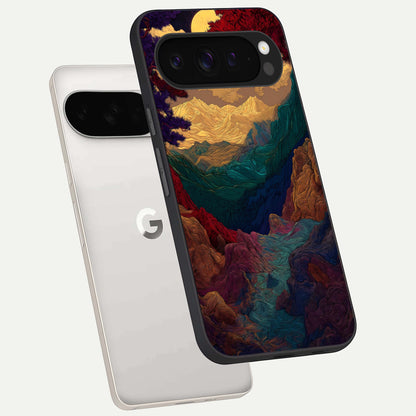 Mystic Valley Light phone case For Google Pixel 9 Pro XL showing premium glass back cover with detailed artwork