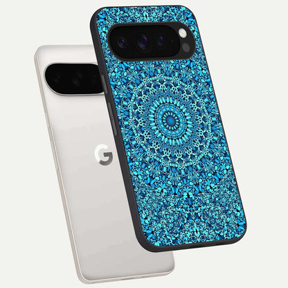  Ocean Bloom Mandala phone case For Google Pixel 9 Pro XL showing premium glass back cover with detailed artwork