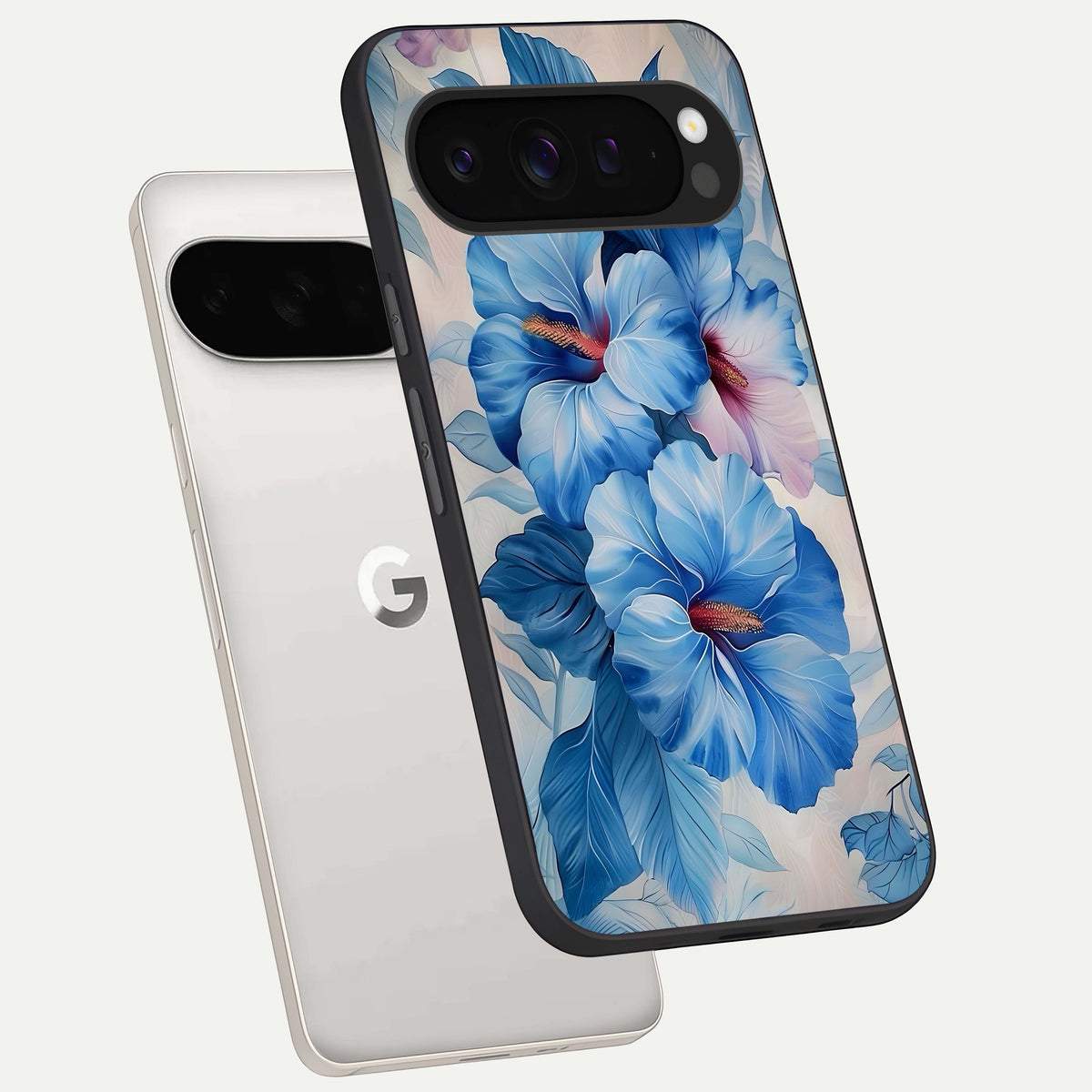  Ocean Hibiscus Grace phone case For Google Pixel 9 Pro XL showing premium glass back cover with detailed artwork