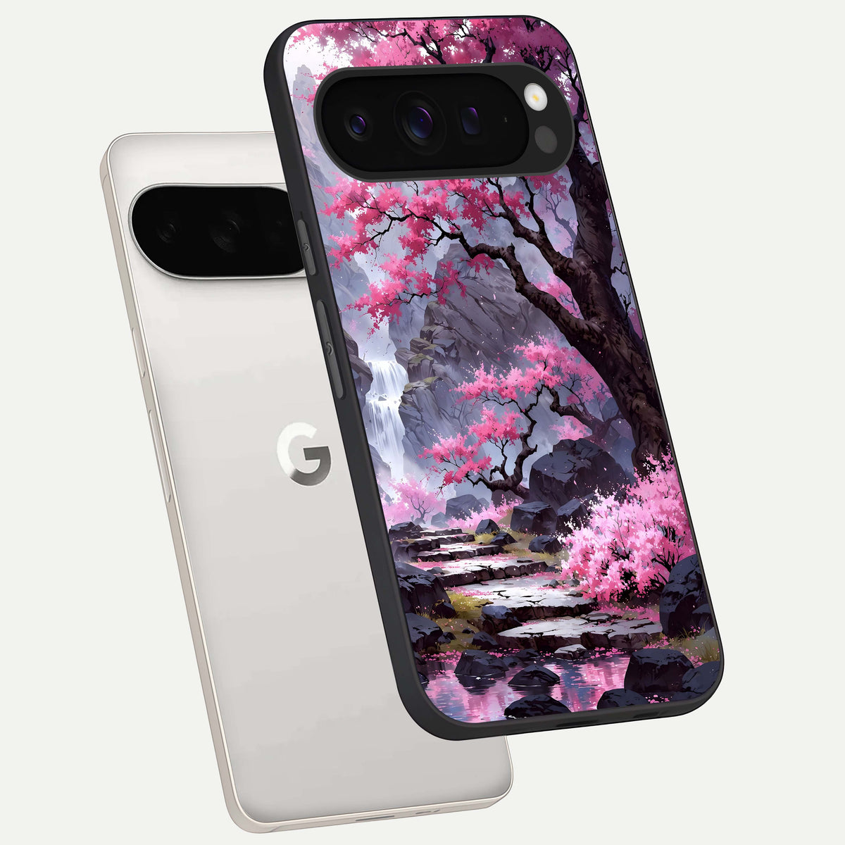  Pink Sunflower Glow phone case For Google Pixel 9 Pro XL showing premium glass back cover with detailed artwork