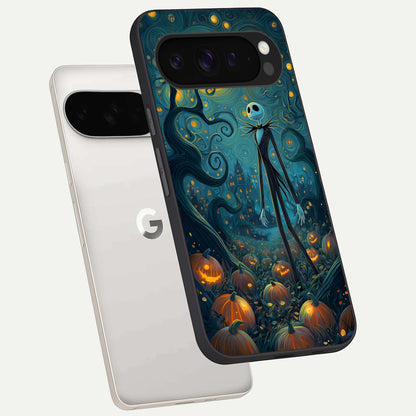  Pumpkin Moonlight Tale phone case For Google Pixel 9 Pro XL showing premium glass back cover with detailed artwork