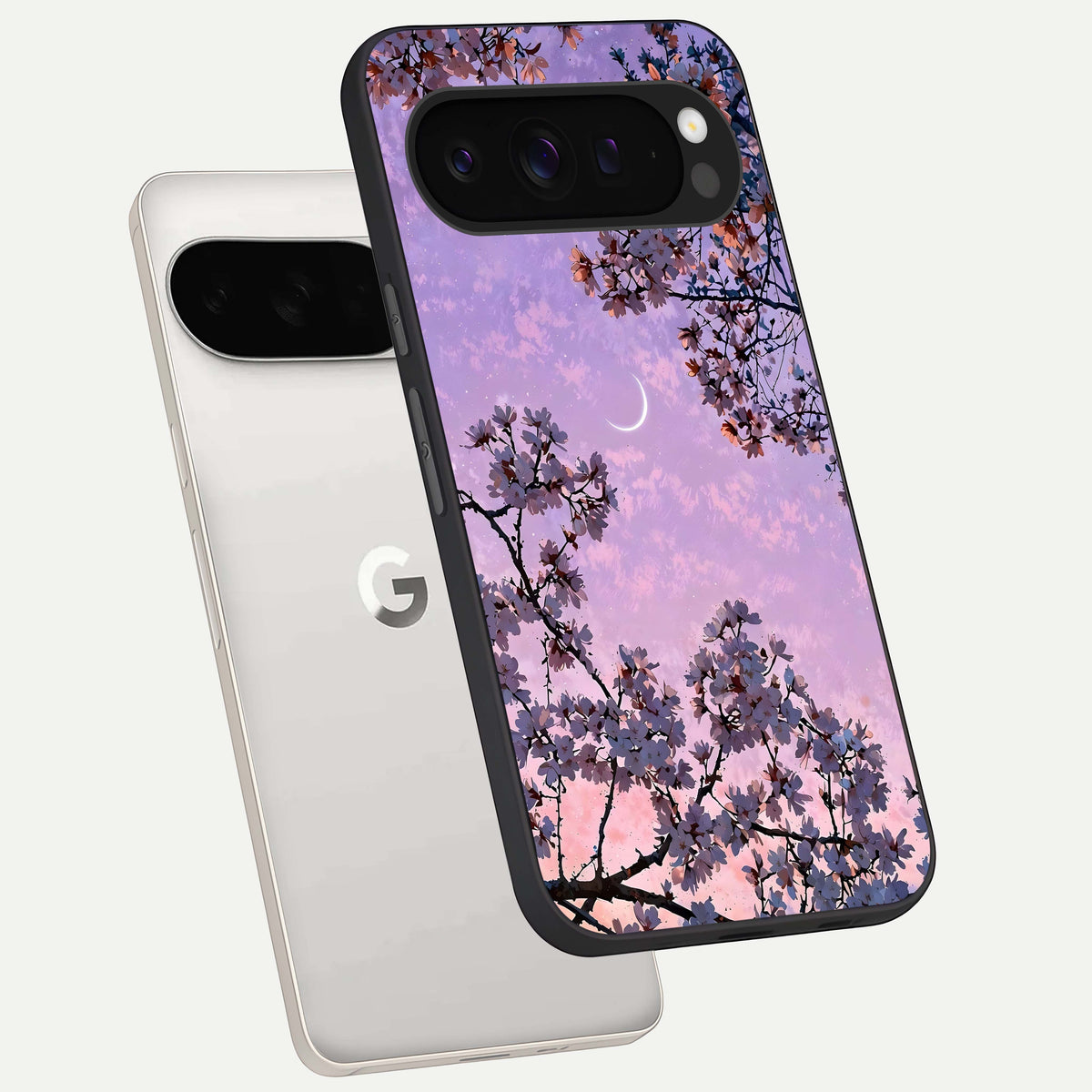  Purple Serenity Moon phone case For Google Pixel 9 Pro XL showing premium glass back cover with detailed artwork