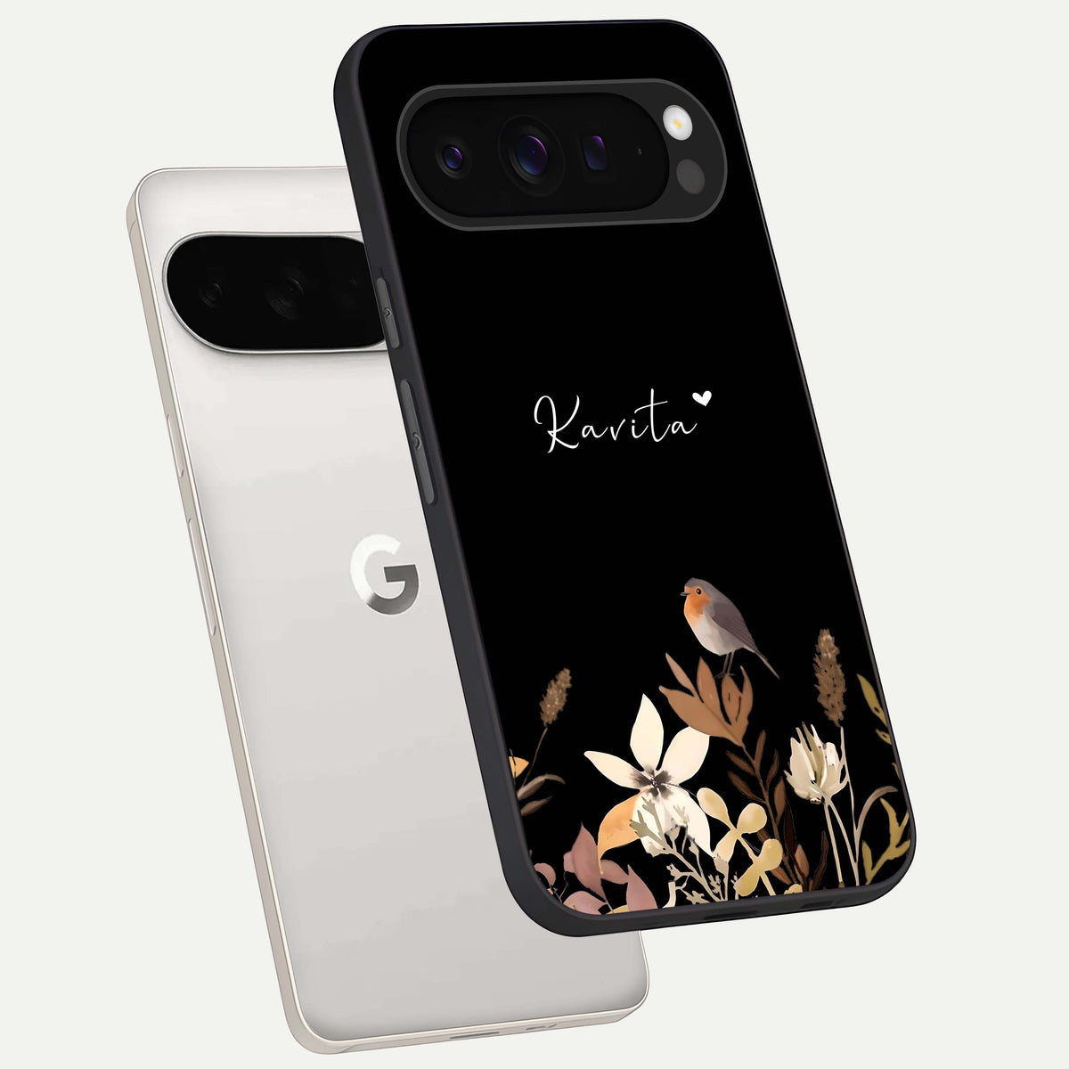  Quiet Garden Tune Custom Name phone case For Google Pixel 9 Pro XL showing premium glass back cover with detailed artwork
