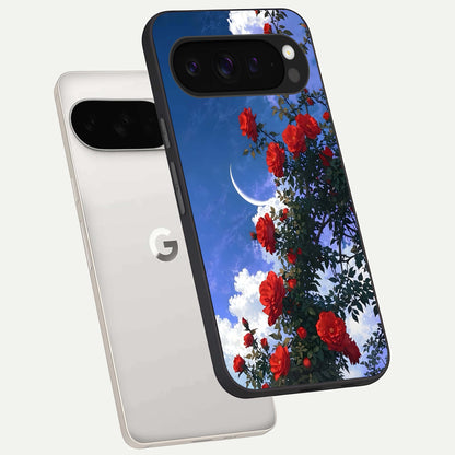  Rose Drift Flowers phone case For Google Pixel 9 Pro XL showing premium glass back cover with detailed artwork