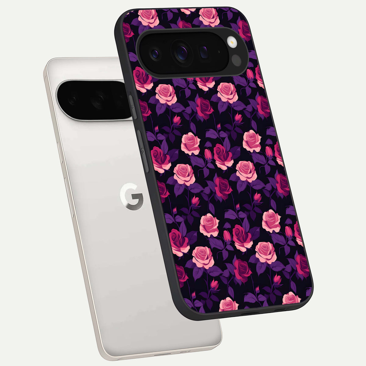 Rose Garden Twilight phone case For Google Pixel 9 Pro XL showing premium glass back cover with detailed artwork