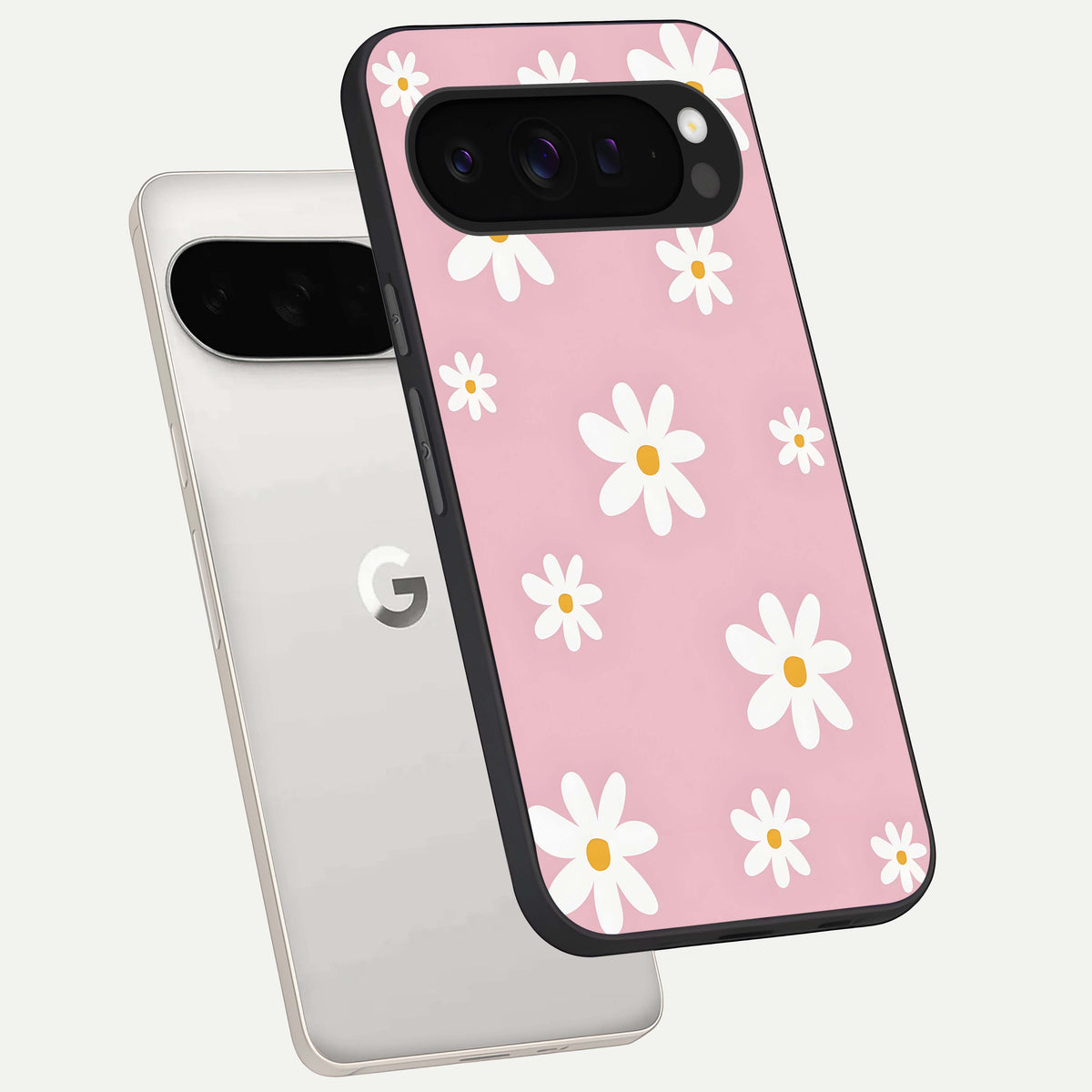  Soft Daisy Bliss phone case For Google Pixel 9 Pro XL showing premium glass back cover with detailed artwork