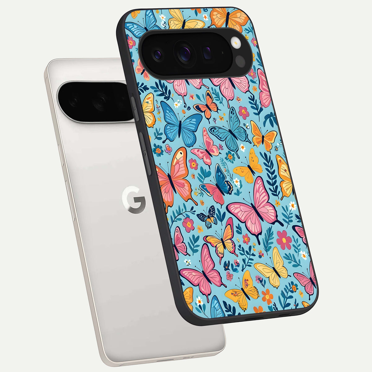  Spring Wing Garden phone case For Google Pixel 9 Pro XL showing premium glass back cover with detailed artwork