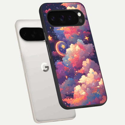  Starlit Dream Clouds phone case For Google Pixel 9 Pro XL showing premium glass back cover with detailed artwork