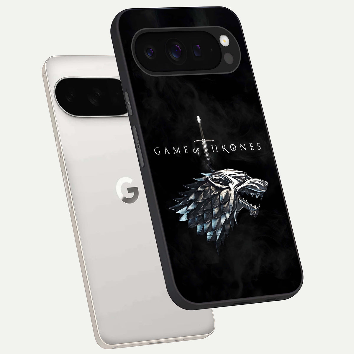  Throne Wolf Legacy phone case For Google Pixel 9 Pro XL showing premium glass back cover with detailed artwork