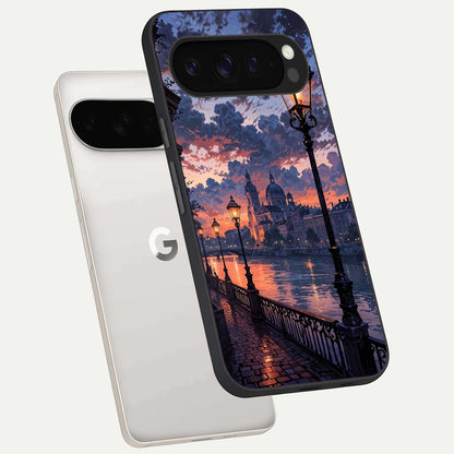  Twilight River Lights phone case For Google Pixel 9 Pro XL showing premium glass back cover with detailed artwork