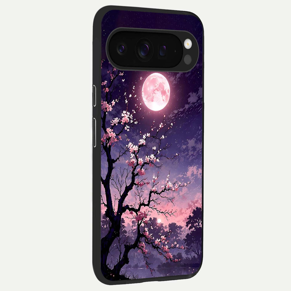  Blossom Pink Moon back cover For Google Pixel 9 Pro XL slim fit glass case with vibrant aesthetic design