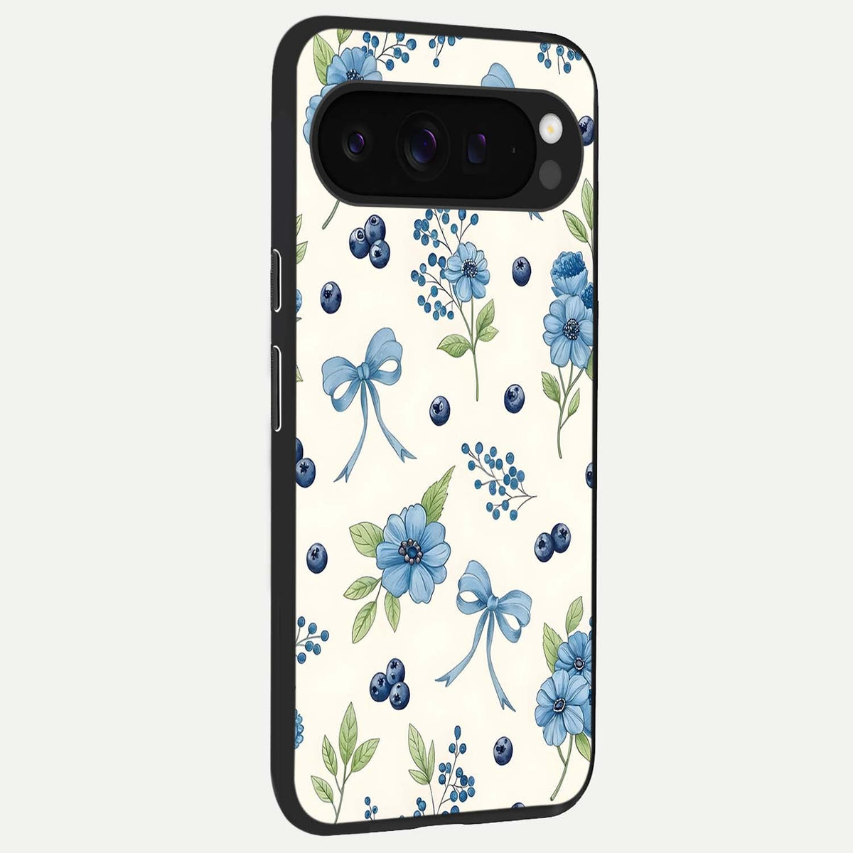  Blue Flower And Bow back cover For Google Pixel 9 Pro XL slim fit glass case with vibrant aesthetic design