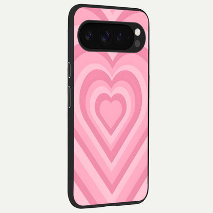  Blush Heart Waves back cover For Google Pixel 9 Pro XL slim fit glass case with vibrant aesthetic design