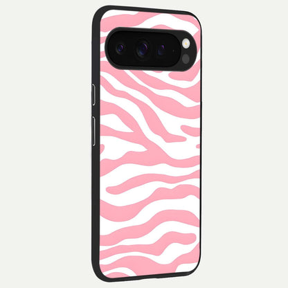  Blush Zebra Flow back cover For Google Pixel 9 Pro XL slim fit glass case with vibrant aesthetic design