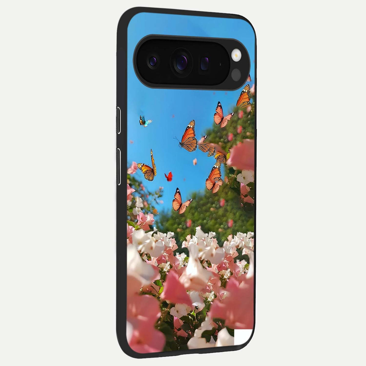  Butterflies In Bloom Sky back cover For Google Pixel 9 Pro XL slim fit glass case with vibrant aesthetic design