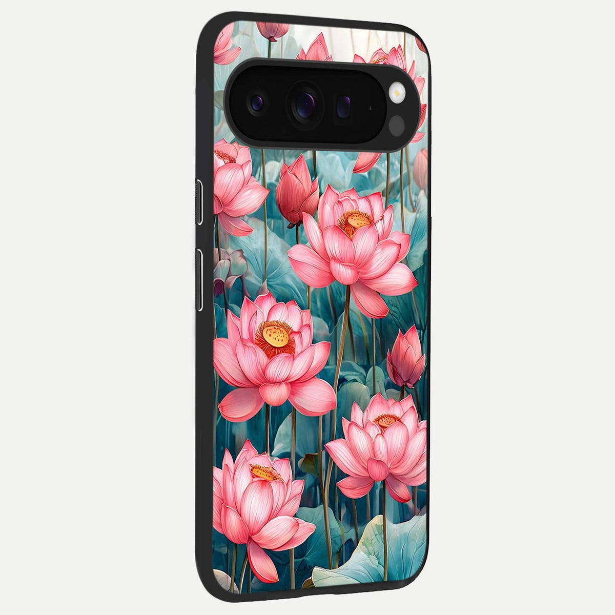  Celestial Pink Lotus back cover For Google Pixel 9 Pro XL slim fit glass case with vibrant aesthetic design