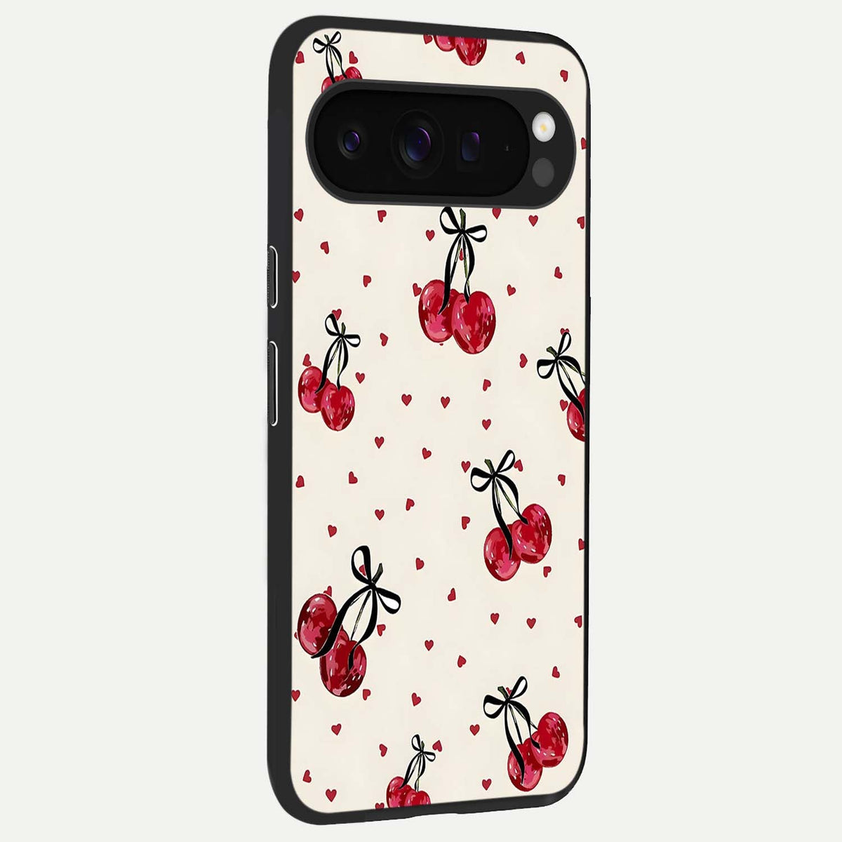  Cherry Heart Bow back cover For Google Pixel 9 Pro XL slim fit glass case with vibrant aesthetic design