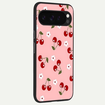  Cherry Love Mood back cover For Google Pixel 9 Pro XL slim fit glass case with vibrant aesthetic design