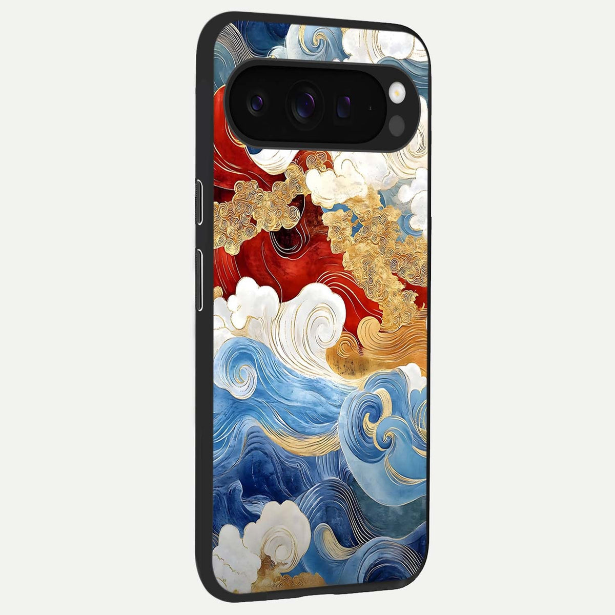  Colored Waves back cover For Google Pixel 9 Pro XL slim fit glass case with vibrant aesthetic design