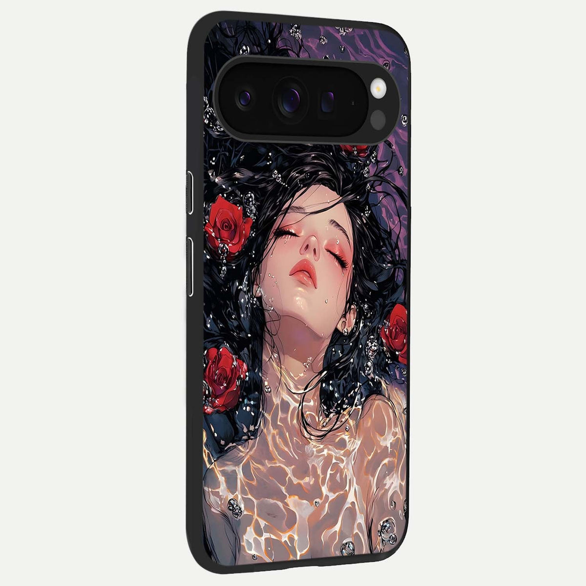  Crimson Rose Serenity back cover For Google Pixel 9 Pro XL slim fit glass case with vibrant aesthetic design