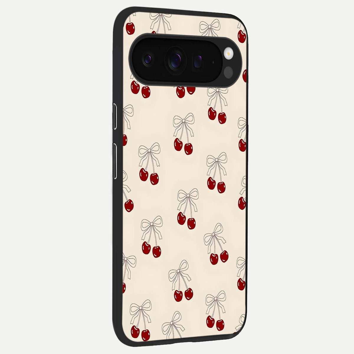  Cute Cherry Pattern back cover For Google Pixel 9 Pro XL slim fit glass case with vibrant aesthetic design