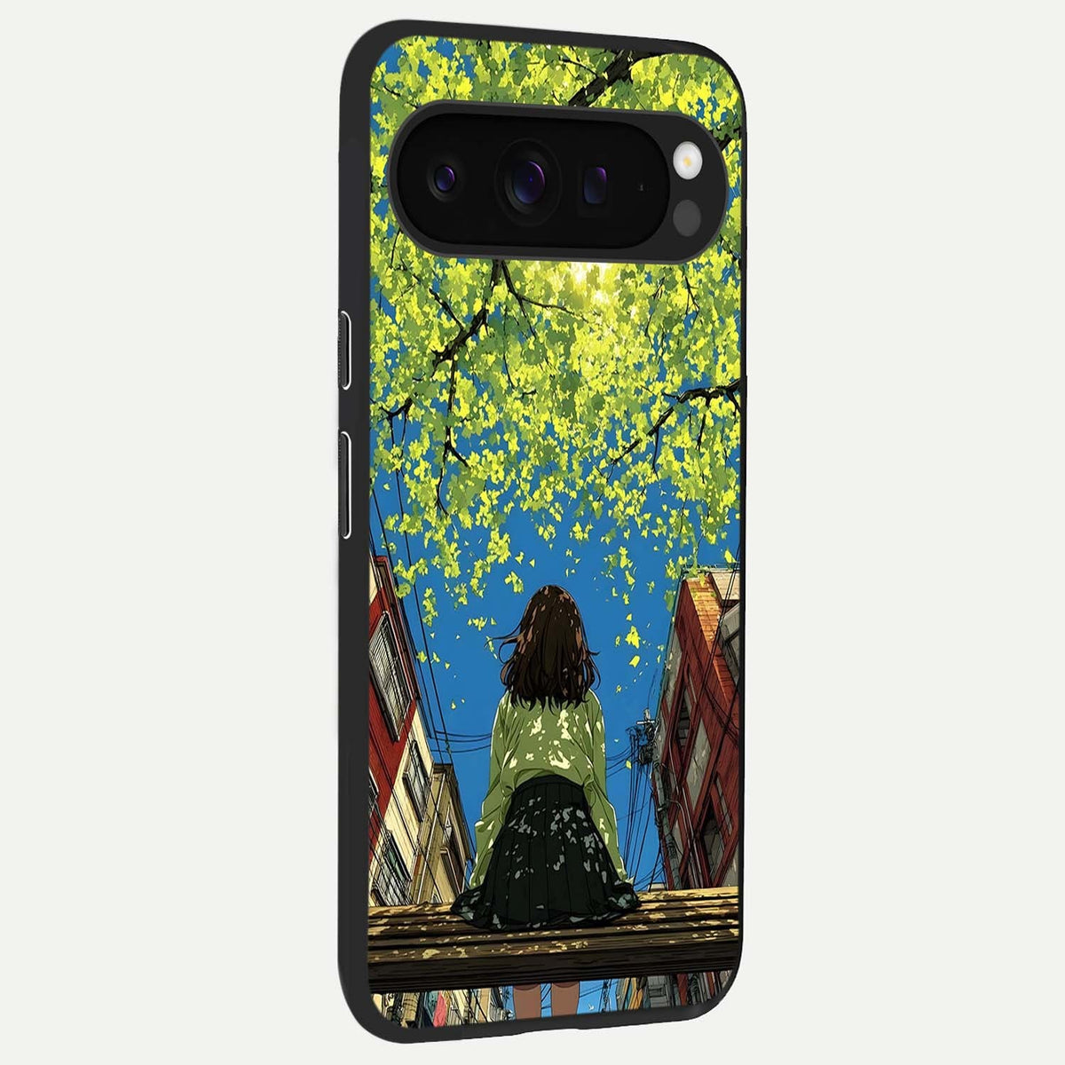  Golden Leaves Glow back cover For Google Pixel 9 Pro XL slim fit glass case with vibrant aesthetic design