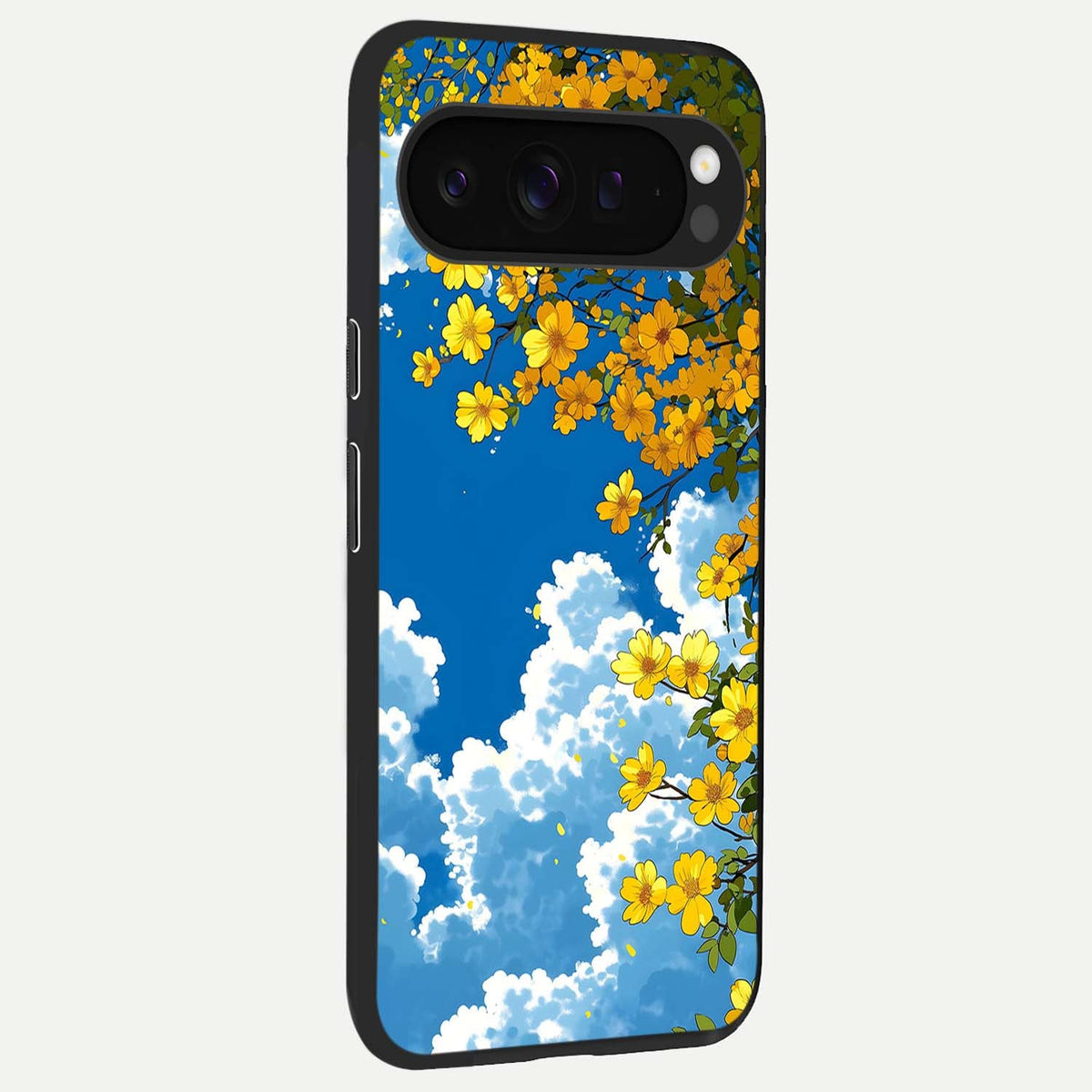  Golden Petal Sky back cover For Google Pixel 9 Pro XL slim fit glass case with vibrant aesthetic design