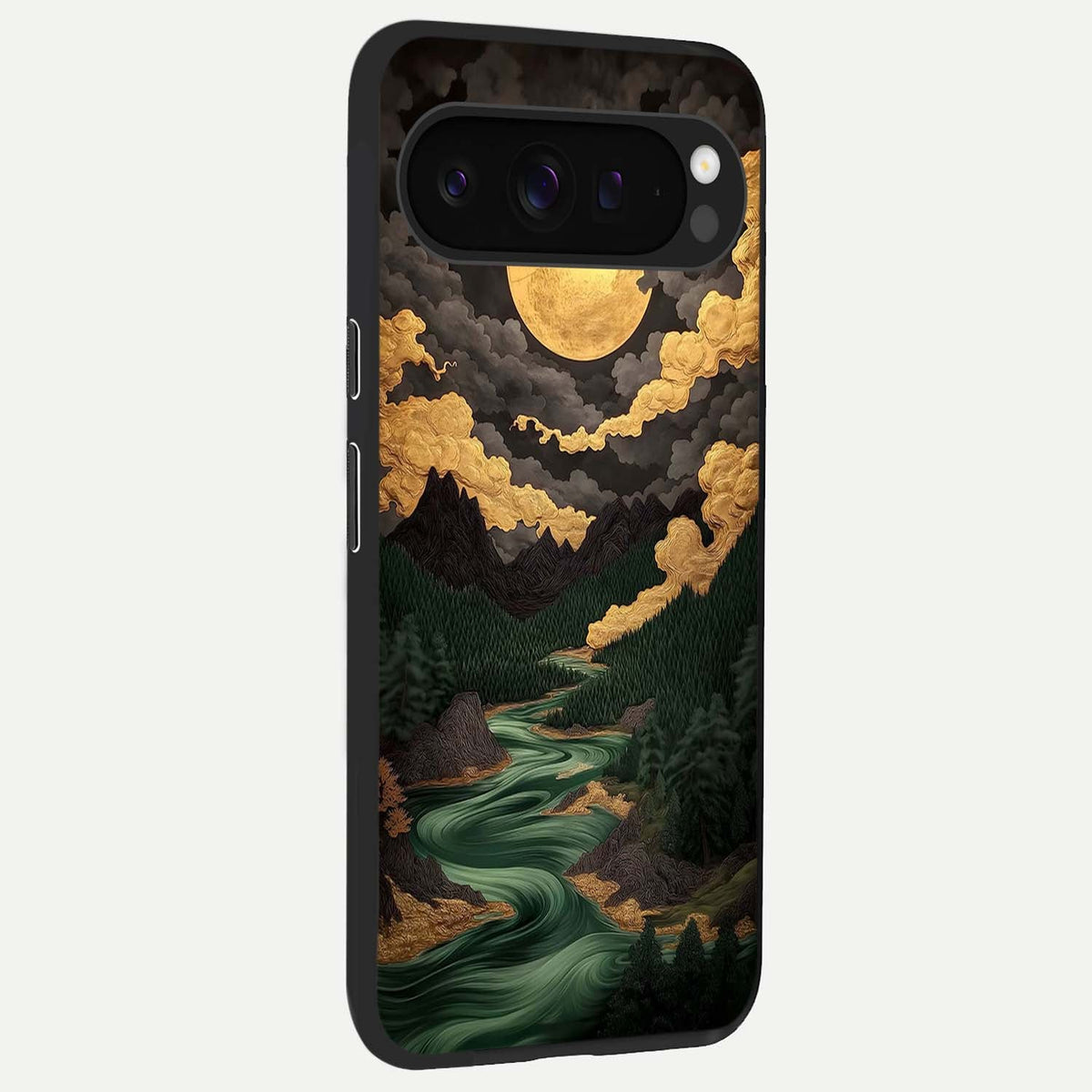  Golden River Moon back cover For Google Pixel 9 Pro XL slim fit glass case with vibrant aesthetic design