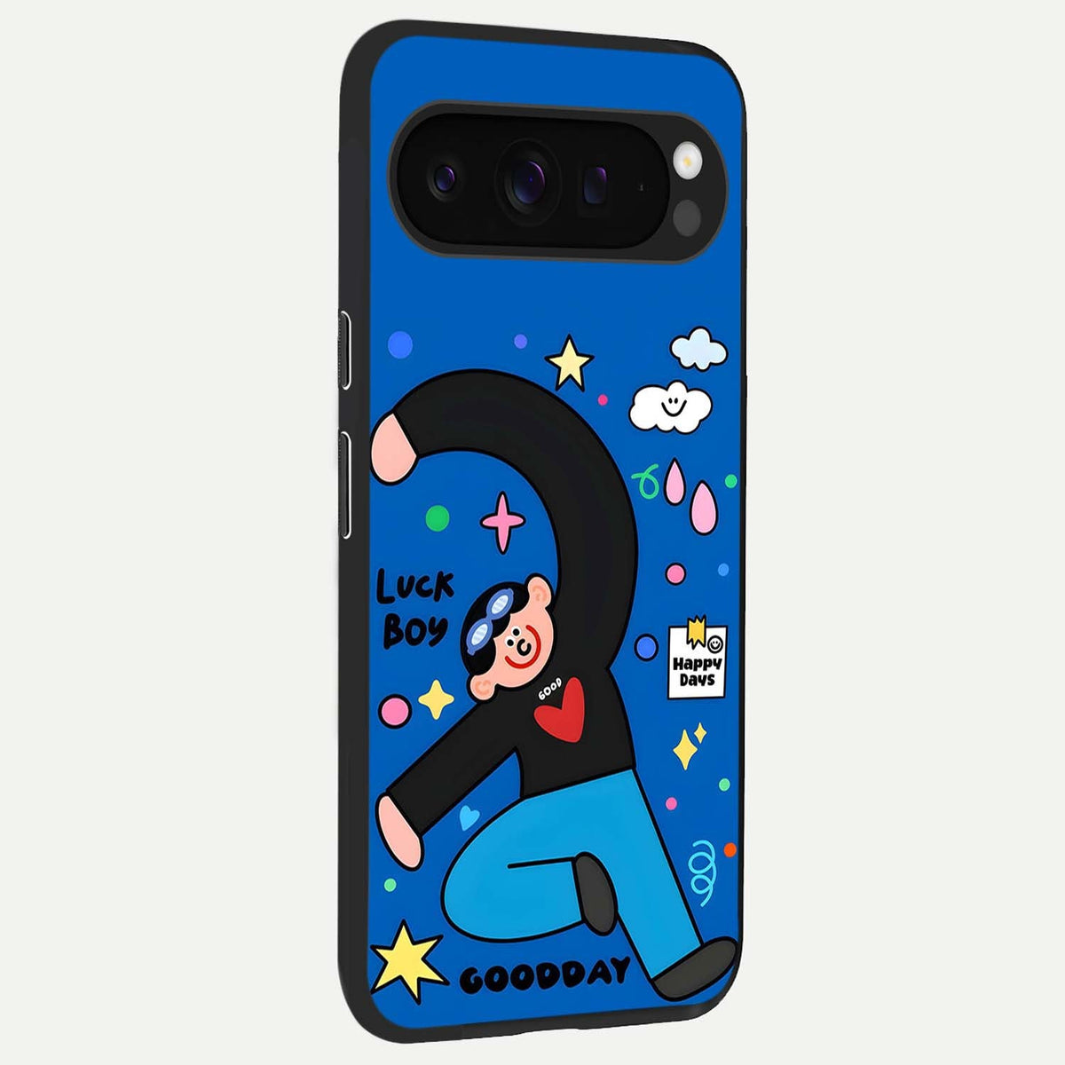  Happy Luck Vibe back cover For Google Pixel 9 Pro XL slim fit glass case with vibrant aesthetic design