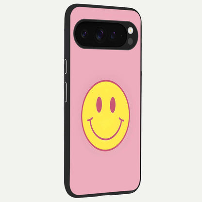  Happy Pink Mood back cover For Google Pixel 9 Pro XL slim fit glass case with vibrant aesthetic design