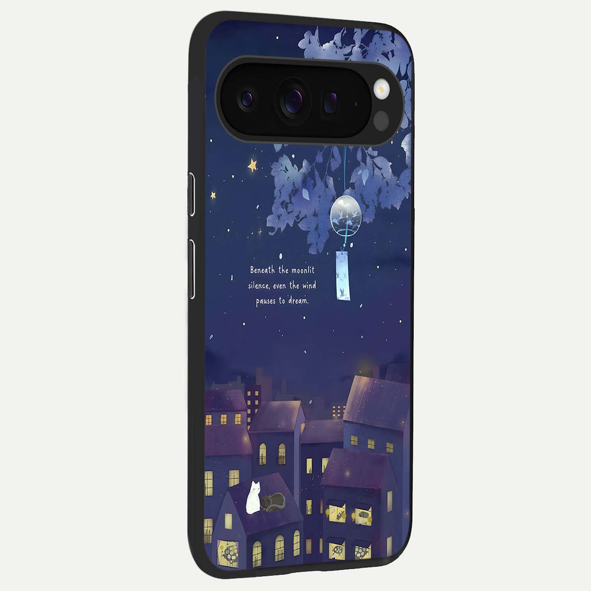  Moonlit Cat Silence back cover For Google Pixel 9 Pro XL slim fit glass case with vibrant aesthetic design