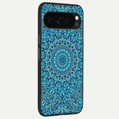  Ocean Bloom Mandala back cover For Google Pixel 9 Pro XL slim fit glass case with vibrant aesthetic design